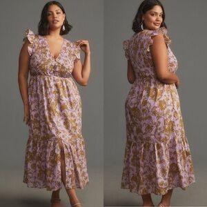 Anthropologie The Peregrine Midi Dress in Purple